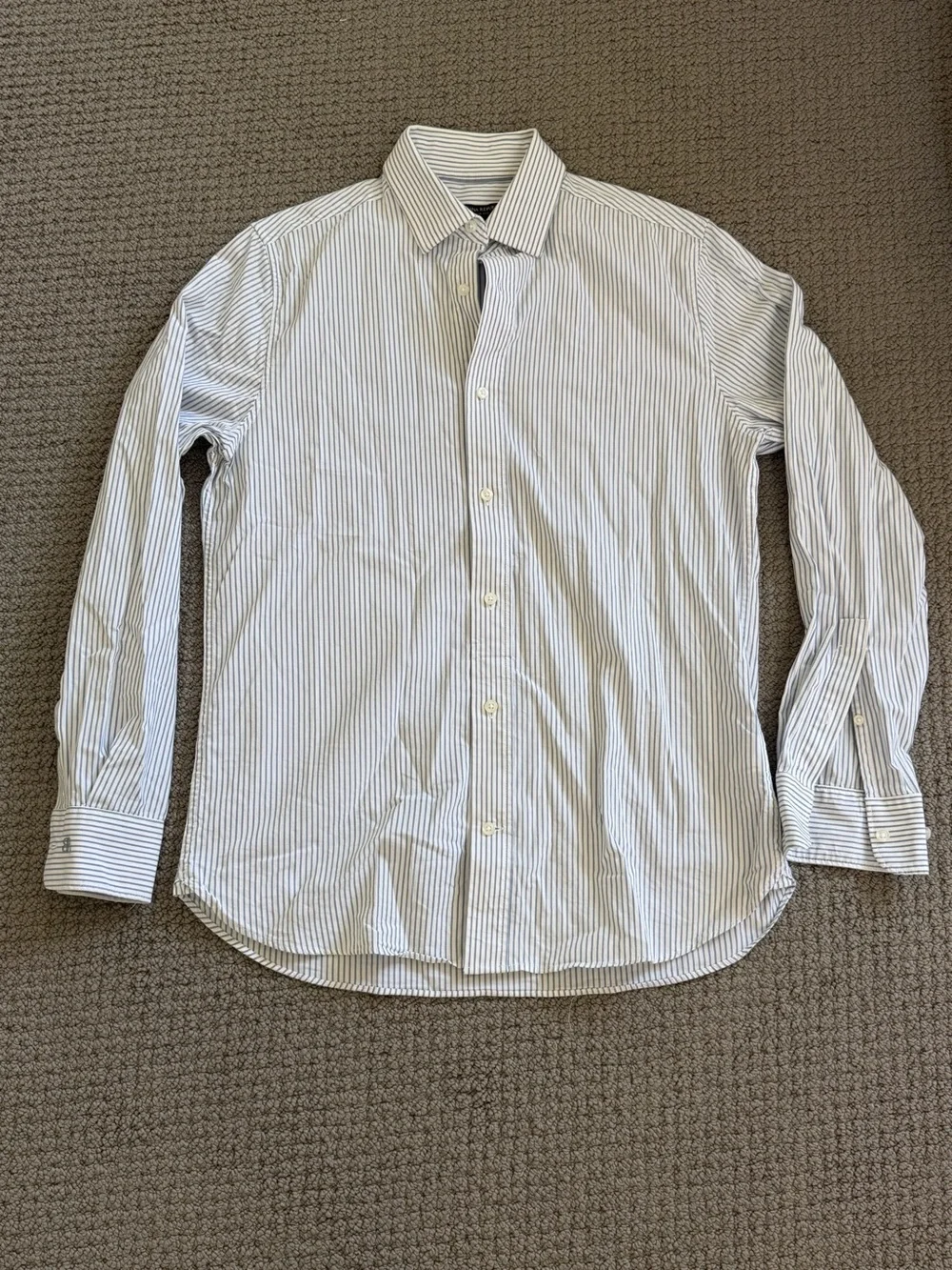 Banana Republic White Shirt with Thin Blue Stripes